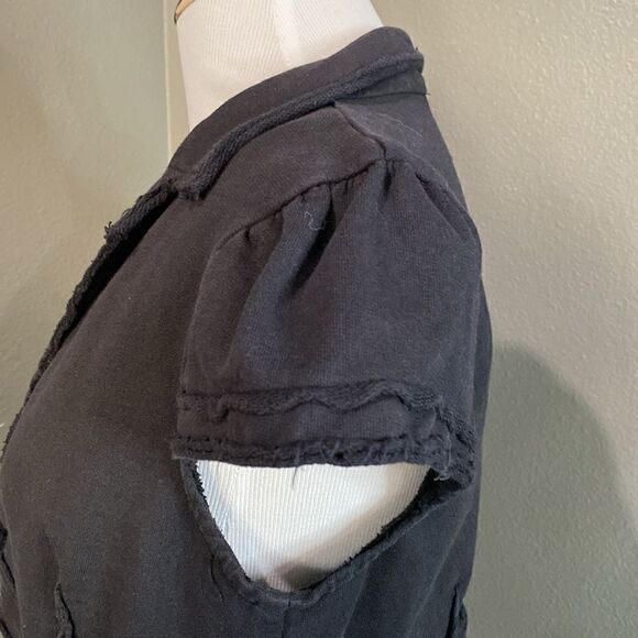 Y2K Shrug Jacket Cropped Soft Knit Sweatshirt Blazer Black - Picture 7 of 10